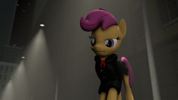 Size: 1920x1080 | Tagged: safe, artist:oc1024, derpibooru exclusive, derpibooru import, scootaloo, pony, 3d, city, clothes, commission, female, night, solo, source filmmaker, street lamp, street lights, suit