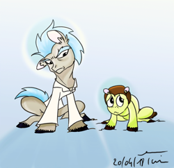 Size: 2120x2051 | Tagged: safe, artist:falloutmuse, derpibooru import, earth pony, pony, grannies gone wild, duo, morty smith, ponified, pony morty, pony rick, rick and morty, rick sanchez