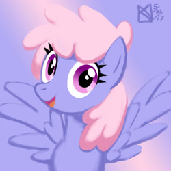 Size: 1500x1500 | Tagged: safe, artist:kelseyleah, rainbowshine, pony, bust, portrait, smiling, solo