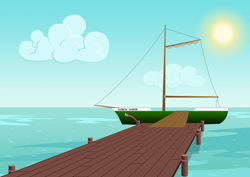 Size: 3508x2480 | Tagged: safe, artist:malte279, derpibooru import, background, free to use, mostly sunny, no pony, ocean, pier, rainbow warrior, ship, stock image