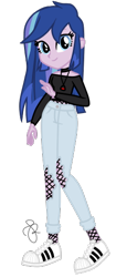 Size: 246x534 | Tagged: safe, artist:ilaria122, artist:selenaede, derpibooru import, part of a set, oc, oc only, oc:velvet star, equestria girls, base used, choker, clothes, equestria girls-ified, female, fishnet stockings, jeans, next generation, offspring, pants, parent:flash sentry, parent:twilight sparkle, parents:flashlight, ripped pants, shirt, shoes, simple background, sneakers, t-shirt, transparent background