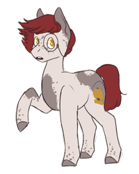 Size: 808x1012 | Tagged: safe, oc, oc only, oc:red velvet, earth pony, pony, dappled, monocle, raised hoof, simple background, solo, transparent background