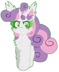 Size: 1326x1616 | Tagged: safe, artist:vanillaswirl6, derpibooru exclusive, sweetie belle, pony, unicorn, 30 minute art challenge, :<, blushing, cheek fluff, chest fluff, colored eyelashes, cute, daaaaaaaaaaaw, diasweetes, ear fluff, female, filly, fluffy, looking at you, no pupils, outline, photoshop, simple background, solo, transparent background, vanillaswirl6 is trying to murder us