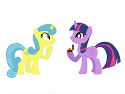 Size: 1024x768 | Tagged: safe, artist:turnaboutart, derpibooru import, lemon hearts, twilight sparkle, twilight sparkle (alicorn), alicorn, unicorn, fanfic:twilight sparkle and lemon hearts love life, base used, box, diamond ring, female, lemonlight, lesbian, marriage proposal, ring, role reversal, shipping