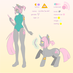 Size: 4093x4093 | Tagged: safe, artist:wernex, derpibooru import, oc, oc:golden secret, pony, absurd resolution, clothes, female, mare, one-piece swimsuit, swimsuit, trans girl, transgender