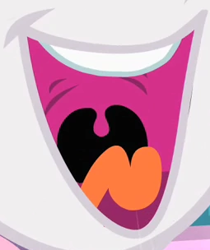 Size: 255x304 | Tagged: safe, derpibooru import, screencap, sweetie belle, stare master, cropped, mouth, open mouth, teeth, tongue out, uvula