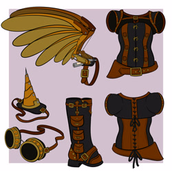 Size: 5000x5000 | Tagged: safe, artist:xexus, derpibooru import, absurd resolution, clothes, items, reference sheet, steampunk