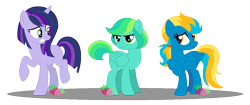 Size: 1124x474 | Tagged: safe, artist:strawberry-spritz, derpibooru import, oc, oc only, pegasus, pony, unicorn, base used, half-siblings, offspring, parent:rainbow dash, parent:soarin', parent:spitfire, parent:twilight sparkle, parents:soarindash, parents:soarinfire, parents:soarlight, simple background, soarin' gets all the mares, transparent background