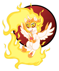 Size: 809x984 | Tagged: safe, artist:haretrinity, daybreaker, alicorn, pony, a royal problem, cute, diabreaker, ear fluff, female, filly, flying, mane of fire, simple background, solo, transparent background