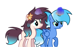 Size: 754x492 | Tagged: safe, artist:thesmall-artist, derpibooru import, oc, oc only, oc:blue galaxy, oc:bright moon, alicorn, pony, unicorn, female, magic, male, mare, simple background, stallion, transparent background