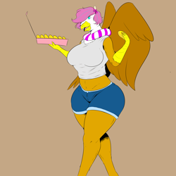 Size: 5000x5000 | Tagged: safe, artist:saintdraconis, derpibooru import, oc, oc only, oc:skye lily, anthro, griffon, series:skye's donut binge, absurd resolution, anthro oc, donut, female, food, griffon oc, solo, solo female, thick, this will end in weight gain, weight gain sequence