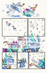 Size: 6600x10200 | Tagged: safe, artist:lytlethelemur, derpibooru import, oc, oc:gimbal lock, oc:rally point, pegasus, pony, comic:fly with me, absurd resolution, adventure, clothes, comic, cute, littlepartycomics, scarf, snow, wildabeard