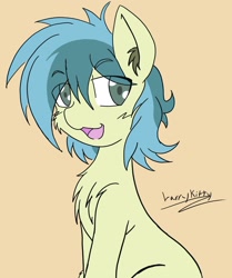 Size: 2548x3049 | Tagged: safe, artist:larrykitty, derpibooru import, sandbar, earth pony, pony, bust, chest fluff, cute, ear fluff, high res, looking at you, male, open mouth, sandabetes, solo, stallion