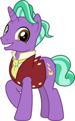 Size: 5089x8212 | Tagged: safe, artist:jhayarr23, derpibooru import, firelight, pony, unicorn, the parent map, absurd resolution, clothes, looking at you, male, missing accessory, necktie, raised hoof, shirt, simple background, smiling, solo, stallion, transparent background, vector, vest