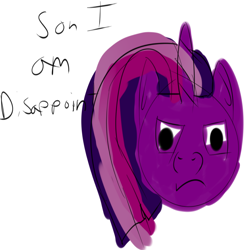 Size: 1000x1000 | Tagged: safe, artist:kulpa, derpibooru import, twilight sparkle, bad, meme, not salmon, simple background, solo, son i am disappoint, terrible, wat