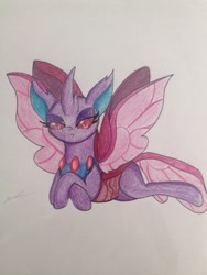 Size: 2414x3218 | Tagged: safe, artist:luxiwind, derpibooru import, oc, oc:kari, changedling, changeling, female, high res, prone, solo, traditional art
