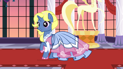 Size: 3000x1687 | Tagged: safe, artist:nstone53, derpibooru import, oc, oc:azure/sapphire, clothes, crossdressing, dress, gown, grand galloping gala, makeup, ponysona, shoes