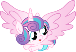 Size: 4377x3001 | Tagged: safe, artist:cloudyglow, princess flurry heart, pony, a flurry of emotions, absurd resolution, baby, baby pony, diaper, female, flying, looking back, open mouth, simple background, solo, transparent background, vector