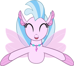 Size: 2390x2130 | Tagged: safe, artist:andrevus, derpibooru import, silverstream, seapony (g4), school daze, cute, diastreamies, eyes closed, female, incoming hug, it's coming right at us, jewelry, open mouth, simple background, smiling, solo, transparent background, vector