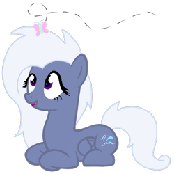 Size: 1000x1000 | Tagged: safe, artist:toyminator900, oc, oc only, oc:aureai gray, butterfly, pegasus, pony, lying down, open mouth, recolor, simple background, solo, transparent background