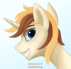 Size: 3262x3173 | Tagged: safe, artist:dash wang, derpibooru import, oc, oc:cream brun, pony, unicorn, bust, male