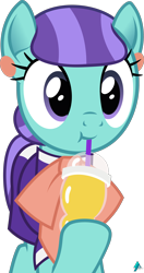 Size: 1600x3022 | Tagged: safe, artist:arifproject, derpibooru import, mixed berry, pony, the parent map, :t, bow, clothes, cute, cuteaberry, dress, drinking, drinking straw, ear piercing, earring, female, hoof hold, jewelry, mare, piercing, simple background, smoothie, solo, transparent background, vector