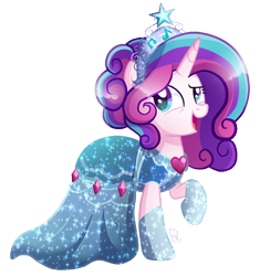 Size: 1138x1168 | Tagged: safe, artist:sugaryicecreammlp, derpibooru import, oc, oc:magical melody, pony, unicorn, clothes, crown, dress, female, gala dress, jewelry, mare, regalia, simple background, solo, transparent background