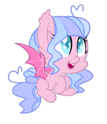 Size: 1155x1336 | Tagged: safe, artist:cloiepony, oc, oc only, oc:glitzy glam, bat pony, pony, chibi, female, filly, heart eyes, simple background, solo, transparent background, wingding eyes