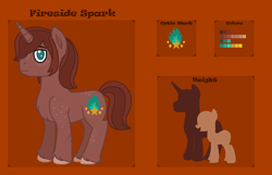 Size: 854x549 | Tagged: safe, artist:cosmic-oreo, derpibooru import, oc, oc only, unicorn, freckles, male, offspring, parent:big macintosh, parent:tempest shadow, parents:tempestmac, reference sheet, solo, stallion, unshorn fetlocks