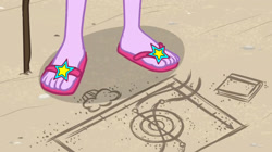 Size: 1220x684 | Tagged: safe, derpibooru import, edit, edited screencap, screencap, sci-twi, twilight sparkle, better together, equestria girls, friendship math, 1000 hours in ms paint, feet, legs, pictures of legs, sandals, solo