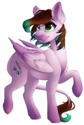 Size: 617x916 | Tagged: safe, artist:silentwulv, oc, oc only, pegasus, pony, female, gradient mane, green eyes, long tail, mare, raised hoof, simple background, smiling, solo, transparent background