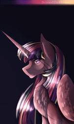 Size: 852x1419 | Tagged: safe, artist:beyondtheillusion, twilight sparkle, twilight sparkle (alicorn), alicorn, pony, female, mare, multicolored hair, rainbow power, solo