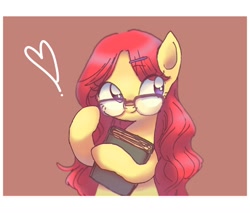 Size: 1024x874 | Tagged: safe, artist:xp_r6, derpibooru import, oc, oc only, earth pony, pony, book, cute, female, glasses, heart, mare, simple background, solo