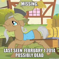 Size: 600x600 | Tagged: safe, derpibooru import, edit, edited screencap, screencap, mr. greenhooves, feeling pinkie keen, image macro, meme, missing