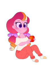 Size: 544x772 | Tagged: safe, artist:carouselunique, oc, oc only, oc:honeycrisp blossom, pony, apple, cute, food, honeycrisp tales, offspring, parent:big macintosh, parent:princess cadance, parents:cadmac, simple background, solo, transparent background