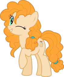 Size: 6178x7325 | Tagged: safe, artist:jhayarr23, pear butter, pony, the perfect pear, absurd resolution, looking at you, one eye closed, simple background, smiling, solo, transparent background, vector, wink