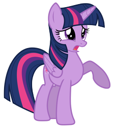 Size: 5778x6495 | Tagged: safe, artist:estories, twilight sparkle, twilight sparkle (alicorn), alicorn, pony, absurd resolution, female, mare, raised hoof, simple background, solo, transparent background, vector, worried