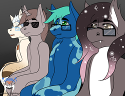 Size: 1910x1470 | Tagged: safe, artist:shilohsmilodon, oc, oc only, oc:gradient wish, oc:karats, oc:order compulsive, oc:vapor cloud, pony, commission, exploitable meme, meme, reaction guys, ych result