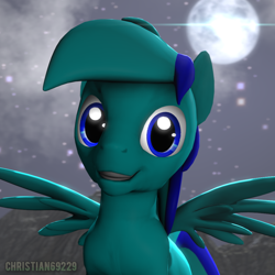 Size: 1024x1024 | Tagged: safe, artist:christian69229, derpibooru import, oc, oc only, oc:sky gamer, pegasus, pony, 3d, bust, flying, looking at you, male, portrait, smiling, solo, source filmmaker, stallion