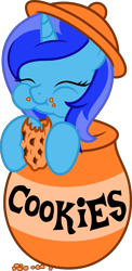 Size: 4000x8174 | Tagged: safe, artist:fuzzybrushy, derpibooru import, oc, oc only, oc:spacelight, pony, unicorn, adorable face, aweeg*, cookie, cookie jar, cookie jar pony, cute, eating, female, food, mare, ocbetes, simple background, solo, transparent background