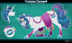 Size: 1360x815 | Tagged: safe, artist:bijutsuyoukai, derpibooru import, oc, pony, unicorn, bridle, female, lipstick, magical lesbian spawn, mare, offspring, parent:rarity, parent:somnambula, saddle, solo, tack