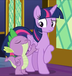 Size: 679x720 | Tagged: safe, derpibooru import, screencap, spike, twilight sparkle, twilight sparkle (alicorn), alicorn, dragon, pony, the parent map, cropped, female, male, mare, wings