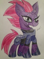 Size: 1024x1365 | Tagged: safe, artist:luxiwind, fizzlepop berrytwist, tempest shadow, pony, unicorn, my little pony: the movie, broken horn, solo, traditional art