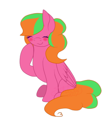 Size: 1000x1080 | Tagged: safe, artist:sketchthebluepegasus, oc, oc only, oc:dolphin wave, pegasus, pony, eyes closed, female, giggling, mare, simple background, sitting, solo, transparent background