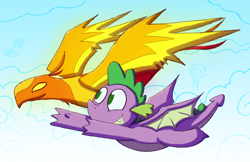 Size: 5100x3300 | Tagged: safe, artist:zanefir-dran, derpibooru import, peewee, spike, dragon, molt down, male, winged spike