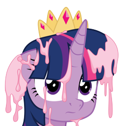 Size: 4026x4069 | Tagged: safe, artist:amarthgul, twilight sparkle, twilight sparkle (alicorn), alicorn, pony, my little pony: the movie, absurd resolution, crown, floppy ears, food, frosting, jewelry, messy, regalia, simple background, solo, transparent background, vector