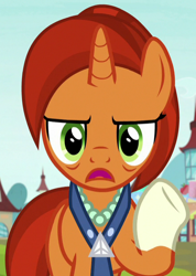 Size: 442x621 | Tagged: safe, derpibooru import, screencap, stellar flare, pony, unicorn, the parent map, cropped, female, mare, open mouth, raised hoof, solo