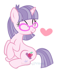 Size: 550x695 | Tagged: safe, artist:lullabyprince, miss hackney, pony, unicorn, g1, my little pony tales, female, g1 to g4, generation leap, glasses, heart, mare, simple background, solo, transparent background