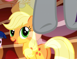 Size: 723x557 | Tagged: safe, derpibooru import, screencap, applejack, rarity, twilight sparkle, earth pony, pony, unicorn, sonic rainboom (episode), butt, cropped, female, golden oaks library, hooves, mare, misleading thumbnail, out of context, plot