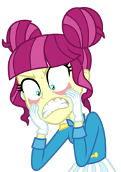 Size: 1240x1748 | Tagged: safe, artist:mixiepie, majorette, equestria girls, friendship games, angry, background human, clothes, commission, eyelid pull, gritted teeth, hair bun, simple background, solo, transparent background, vector